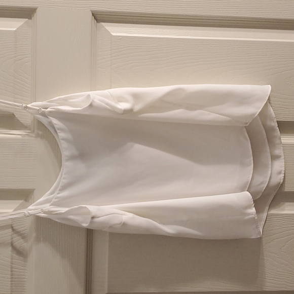 WHBM size SP white with black beaded spaghetti strap top - Picture 3 of 9